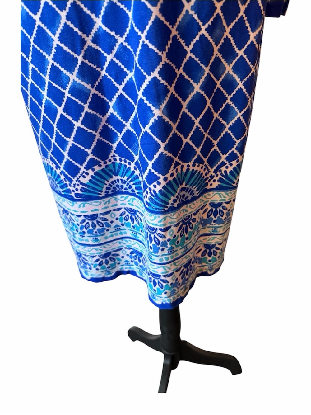 Lilly Pulitzer Dress Blue & White Lattice Print Button-Front Pop Over - Picture 5 of 8